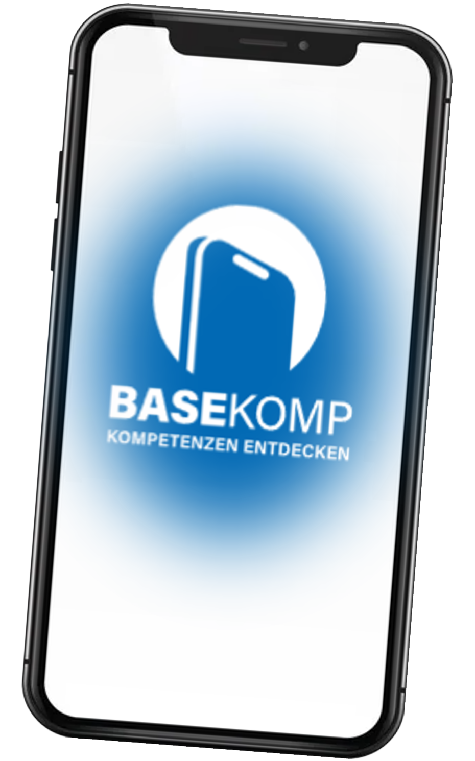 Smartphone mit BaseKOMP-App als Titelbild